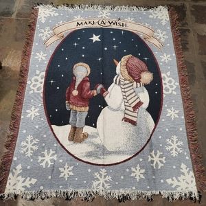 NEW Make A Wish Winter Tapestry Afghan Throw Blanket